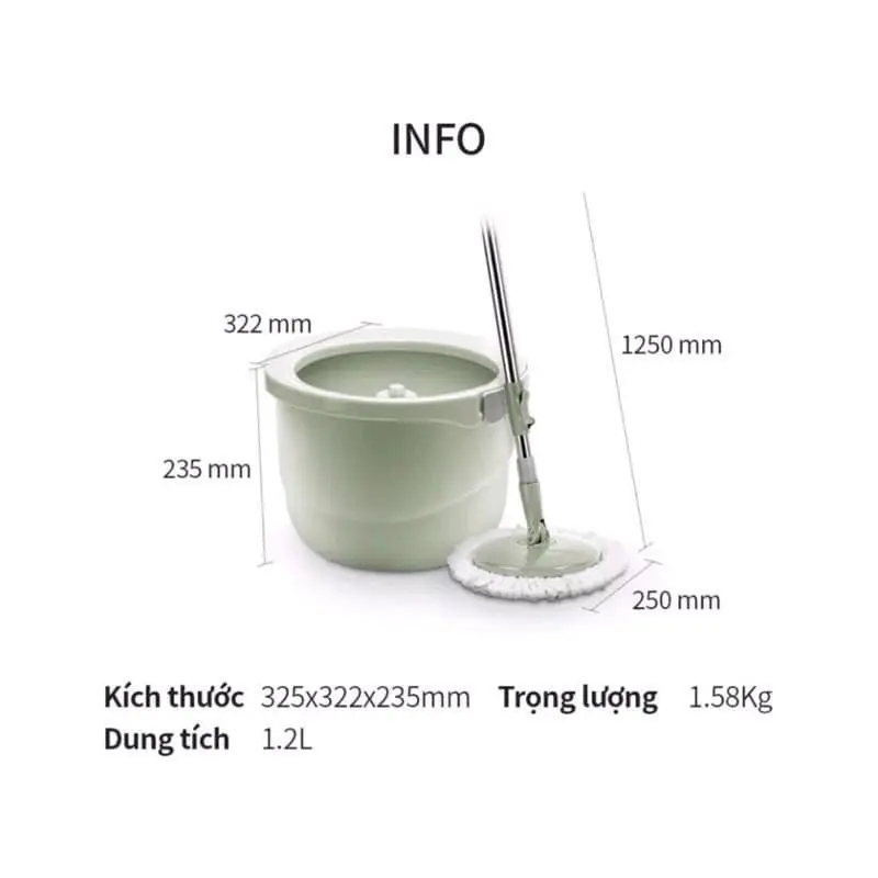 Bộ lau nhà Mini Lock Lock ETM498/ ETM498MINT Lau Sàn Cây Lau Nhà Làm Sạch 6