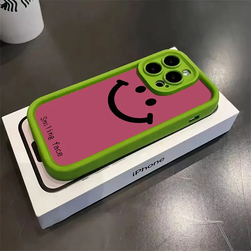 Vỏ tương thích cho iPhone 15, 14, 13, 12, 11 Pro Max, X, Xr, Xs Max, SE, 8, 7 Plus, biểu cảm mặt cười tối giản, Cặp đôi dễ thương, ống kính Ốp Điện Thoại , bao gồm tất cả, vỏ silicon mềm chống sốc cho điện thoại, nắp lưng TPU 2