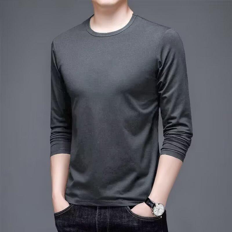 Product Introduction of T Shirt for Men Fashion Brand Ins Cotton Loose Long Sleeve Men's Top Clothing Coat round Neck Loose Pullover Autumn and Winter All-Matching National Fashion 25