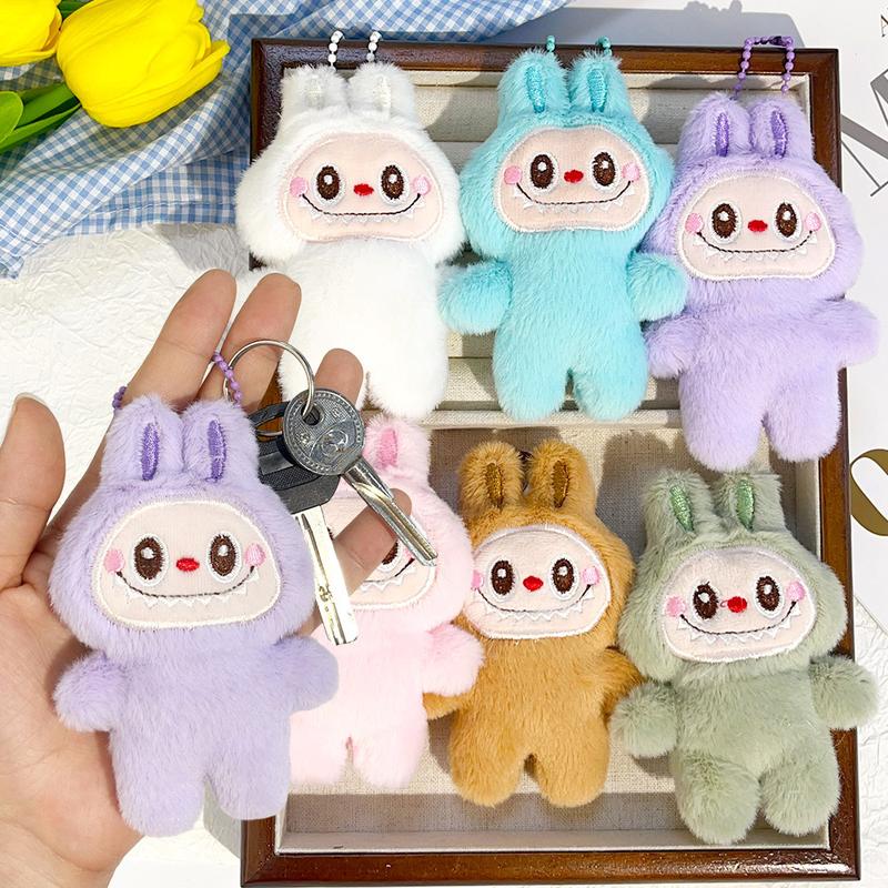Product Introduction of COD plush Cute Labubu Doll Keychain Cartoon Curly Hair Plush Labubu Pendant Key Chains Accessories for Car Backpack Decoration Couple Key Chain kawaii anime pendant keyring cute children Girls birthday gift backpack hang Meimeistore18 20