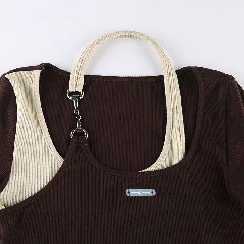 Áo croptop bigsize nữ 2 dây kiểu thời trang với thiết kế không đều với dây chuyền 7