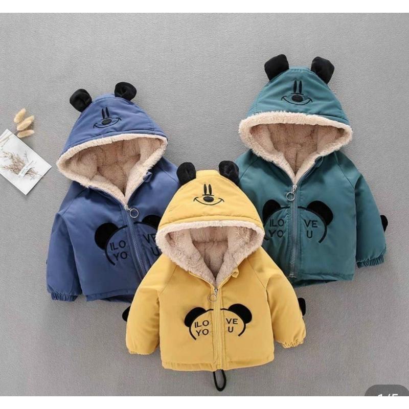 Áo phao bé trai bé gái, áo khoác lót lông cho bé, áo PHAO LÓT LÔNG in hình gấu dễ thương - HADU KIDS 7-28kg