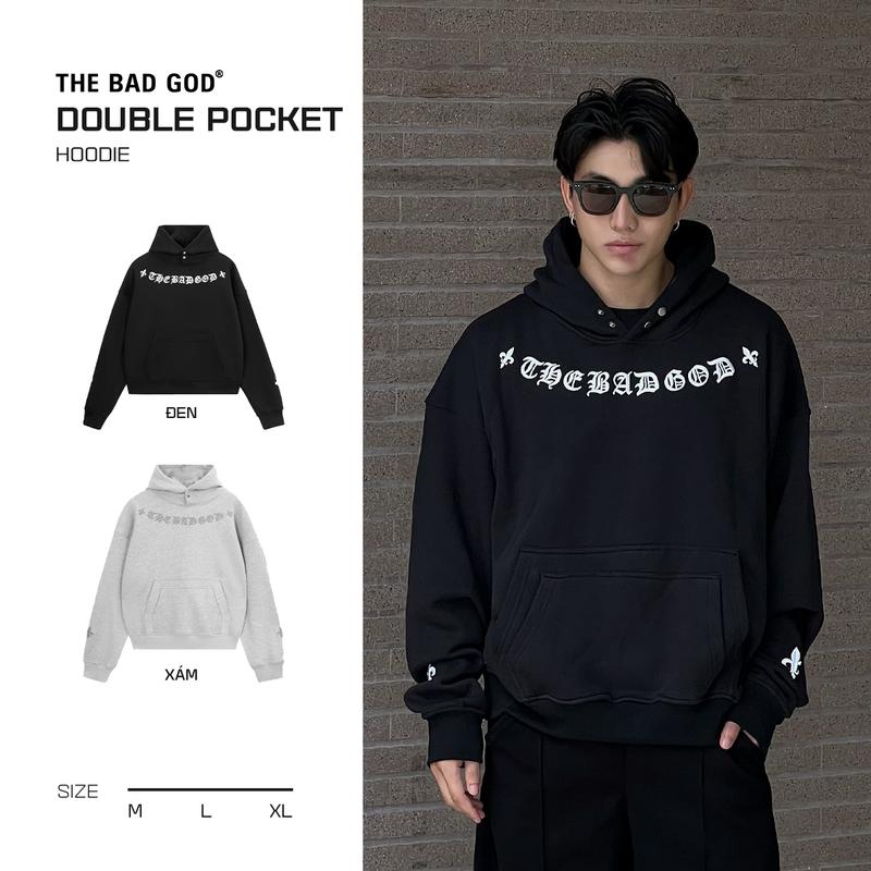 Áo Hoodie Boxy Dài Tay THE BAD GOD DOUBLE POCKET - Menswear A0003 Tay Dài Có Túi