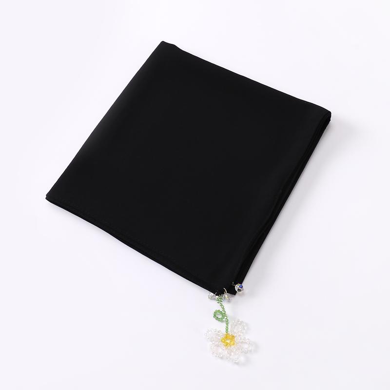 Product Introduction of Crystal flower pearl scarf | 90cm chiffon square | Hui sweet headscarf | Malaysian Internet red with | light luxury everything selendang  bahu sulam  shawl sahara  shawl selendang 17