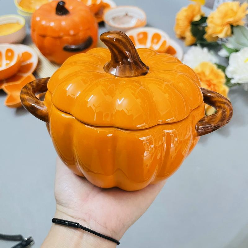 Bát Đĩa Gốm Sứ Decor, Bát Ăn Cơm, Bát Ăn Chè, Chén Dĩa Dễ Thương Bộ Bát Đĩa Sét Bát Đĩa Cam 16 Món 6