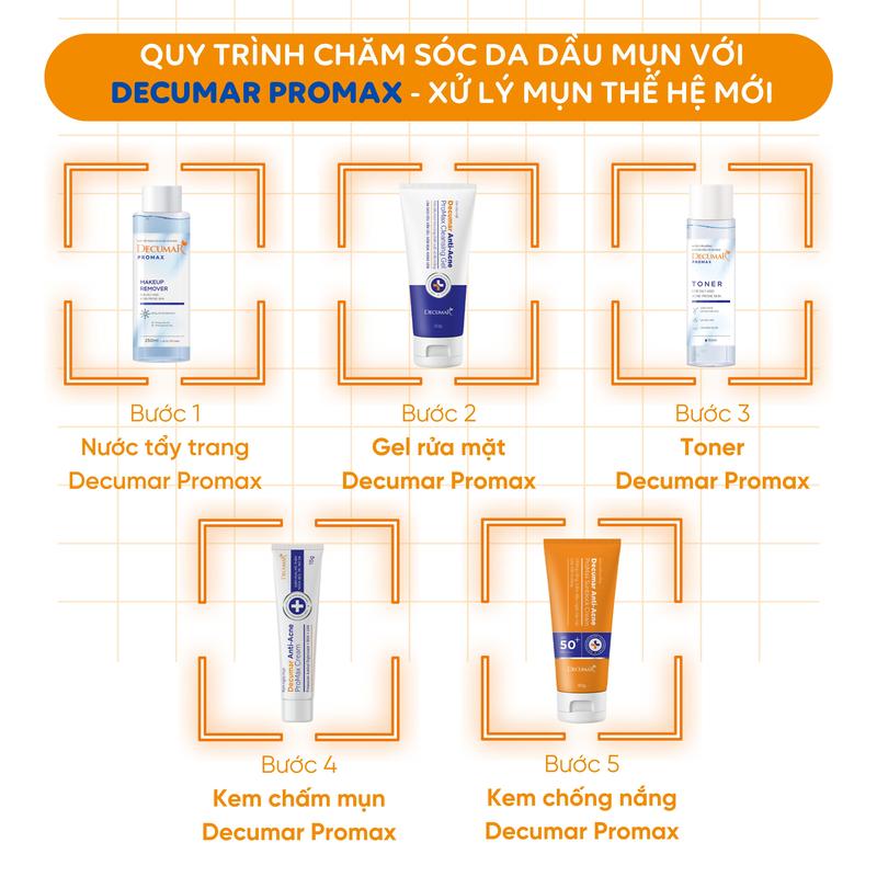 Gel rửa mặt Decumar Anti-Acne Promax Cleansing Gel 100g, sạch sâu dịu nhẹ, cân bằng độ pH cho da mụn - DPG01 3