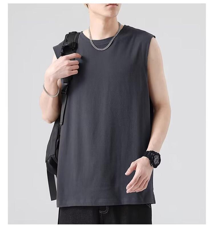 Product Introduction of Summer Solid Color Men's Vest Sleeveless Sports Loose Men's and Women's Same Sleeveless T-shirt 6