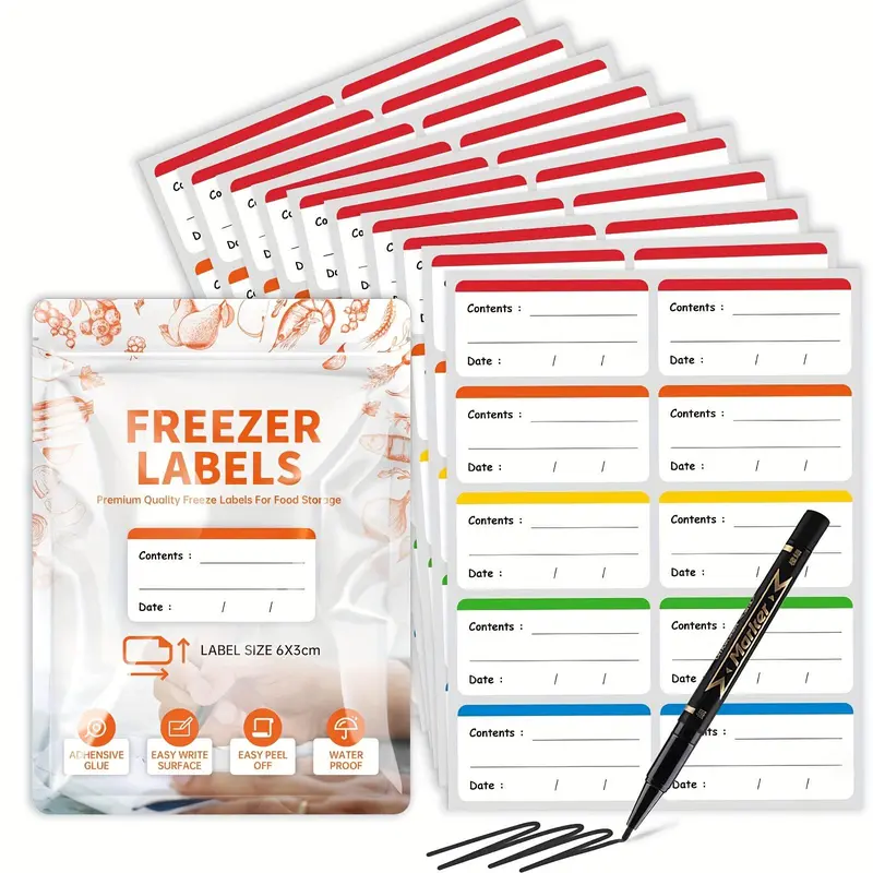 Freezer Labels, 10 Sheets/100pcs Food Storage Labels Stickers, Removable Meal Tags Stickers for Home Kitchen Dining Room Picnic Camping(without Pen) 6
