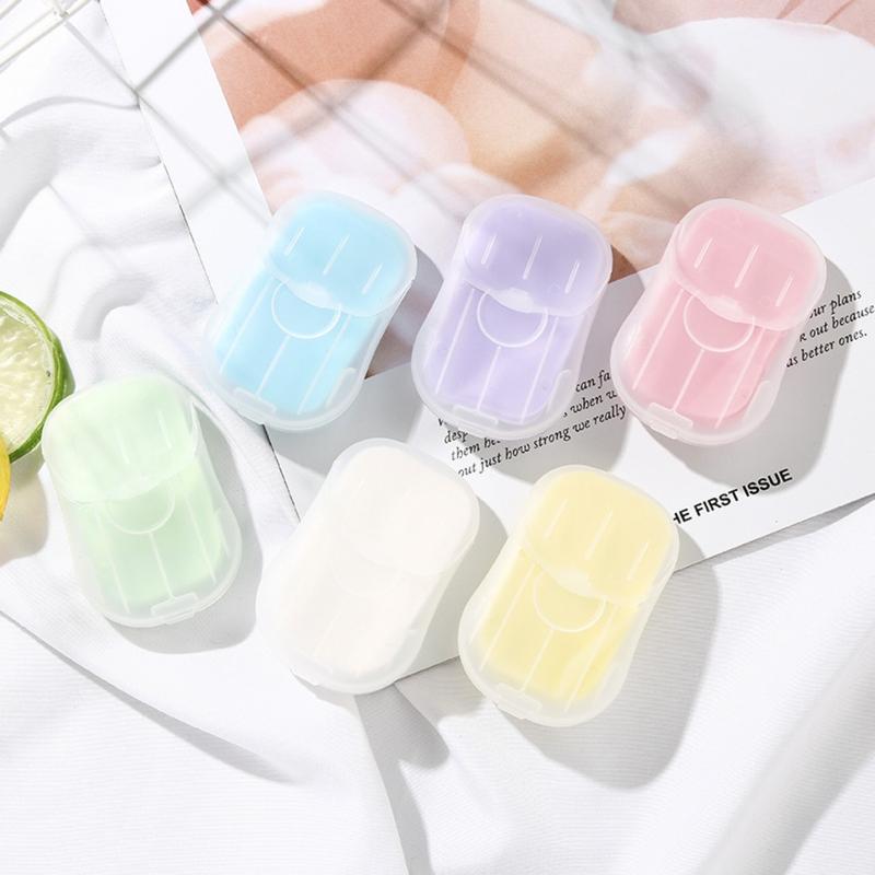 50pcs Disposable Portable Soap Tablets Mini Outdoor Hand Washing Tablets Box Soap Paper Travel Paper Soap 2