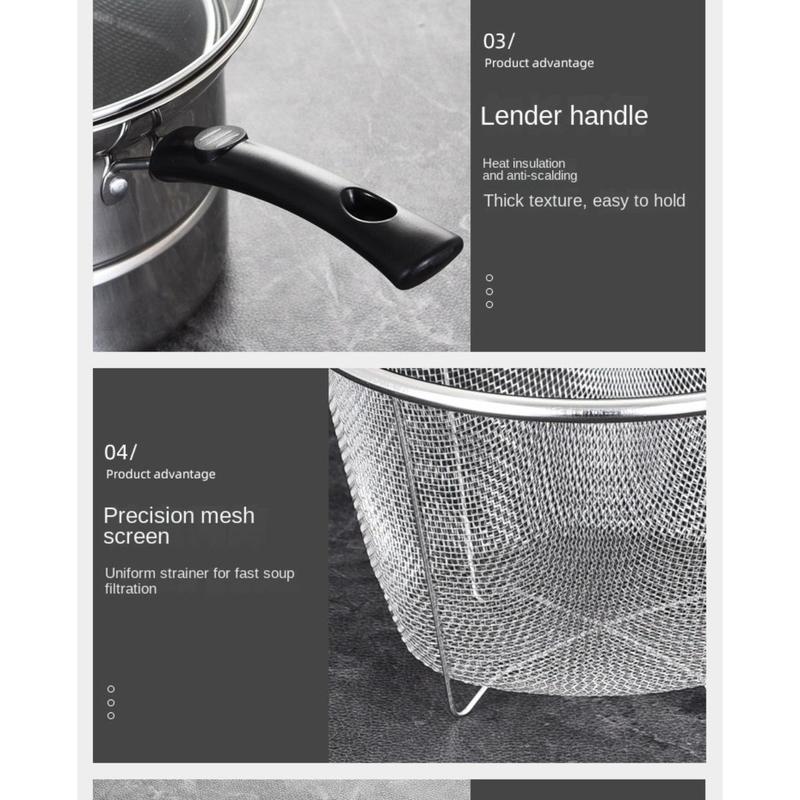 Product Introduction of toinof Multifunctional Stainless Steel Deep Fryer Pot with Strainer with Steaming Tray Saucepan Soup Pot Foldable with Pasta Colander Tempura Pot French Fries 38