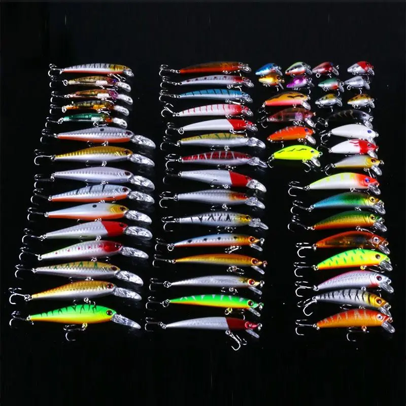 Artificial Fishing Lure (56pcs/set), Mixed Color & Shape Lure with Hook, Portable Outdoor Fishing Accessories for Fishing Enthusiasts, Valentines Day, Fishing Equipment 0