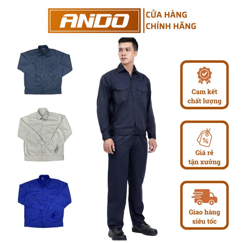 [AD07] Quần áo bảo hộ lao động Ando mẫu AD07, màu than đen, vải kaki 2/1 may kỹ, quần áo công nhân, người lao động Nam Menswear
