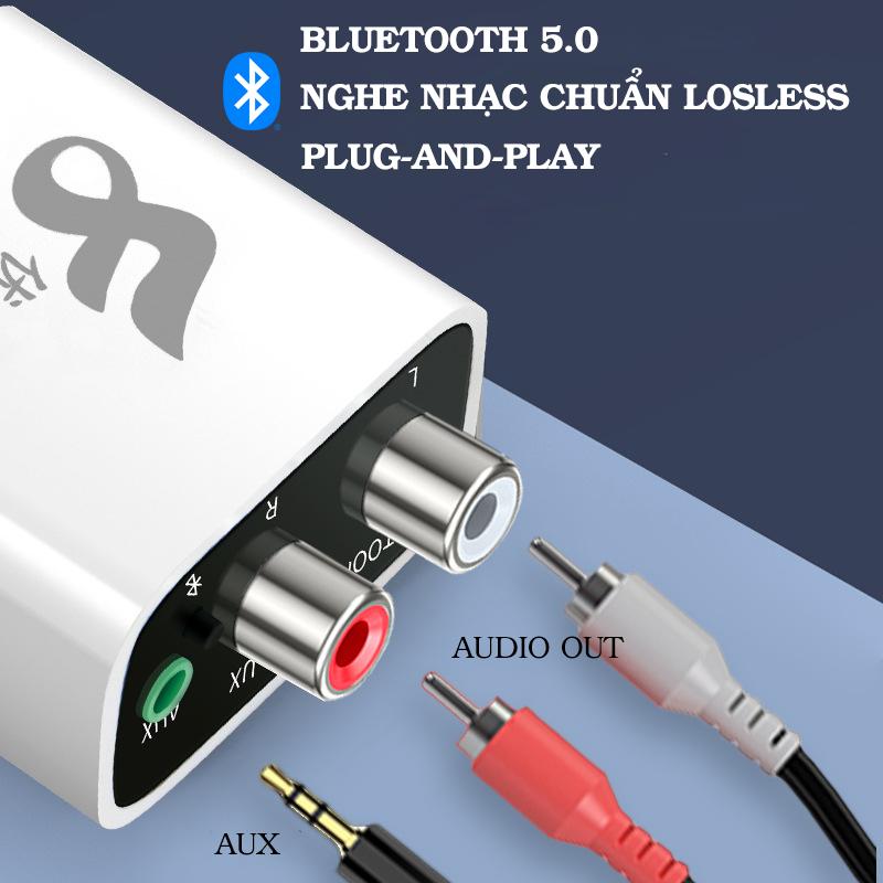 YS-6 bộ thu bluetooth 5.0 phát nhạc lossless cho amly cắm trực tiếp nguồn điện tặng kèm dây AUX TO RCA 1,5m Nghe Nhạc Kem mạch loa