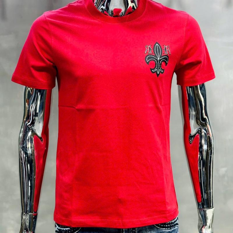 Áo thun nam rock revival cao cấp màu đỏ thêu logo đen cực nét mã số RR167 Menswear Cổ Tròn