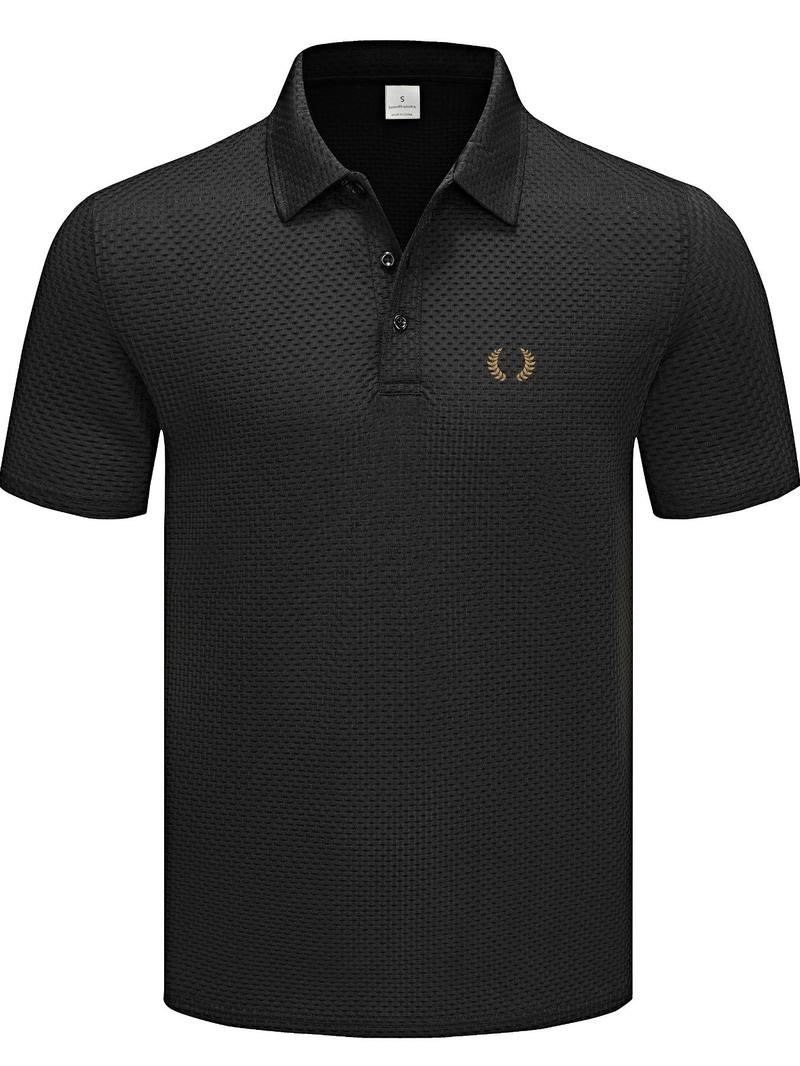 Product Introduction of Men's Regular Fit Jacquard Polo Shirt, Casual Breathable Quick Drying Short Sleeve Top for Summer, Fashion Men's Clothes for Daily Wear, Gamis 3
