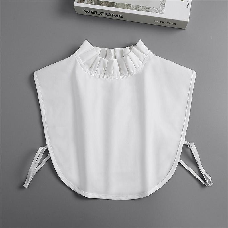 Product Introduction of Elegant Cotton False Collar Solid Color Turtleneck Ruffled Mock Neck Sleeveless Detachable Clothes Accessory Women Ladies 15