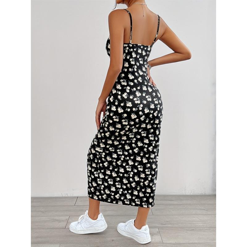Floral Print Split Hem Cami Dress, Elegant Sleeveless Spaghetti Strap Dress For Spring & Summer, Women's Clothing Formal Womenswear Workwear Comfort 6