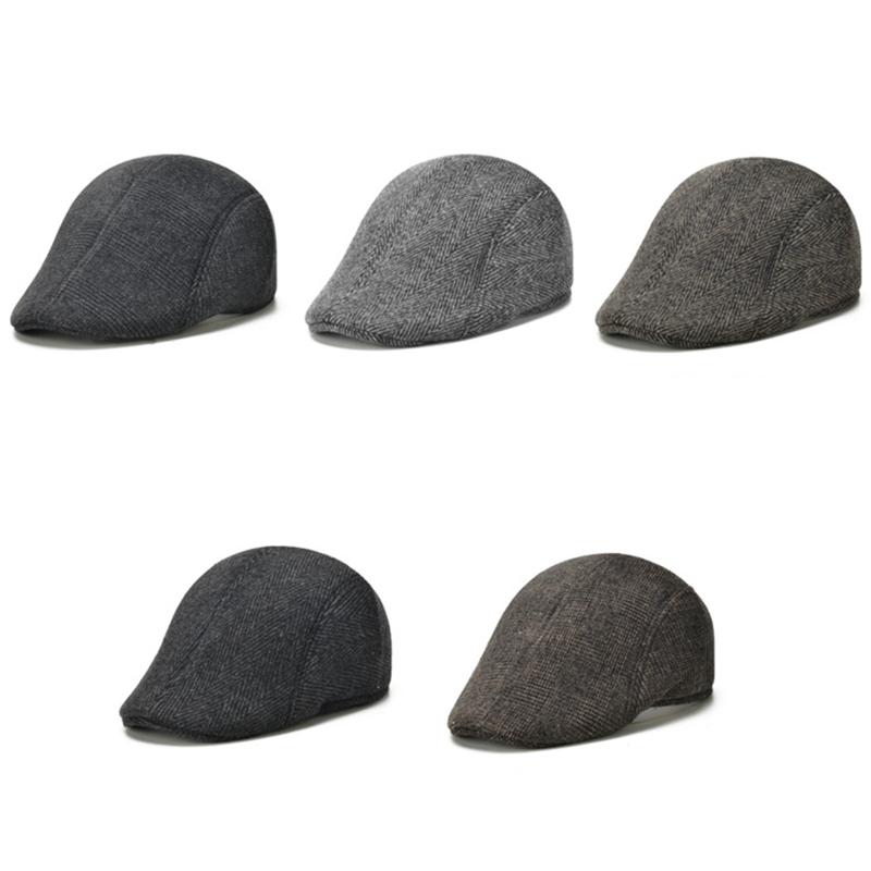 One-size Mens Cap Durable Newsboy Style Classic Design Flat Cap Herringbone Pattern Versatile Color  Hat for Casual Wear Outdoor Activities Formal 3