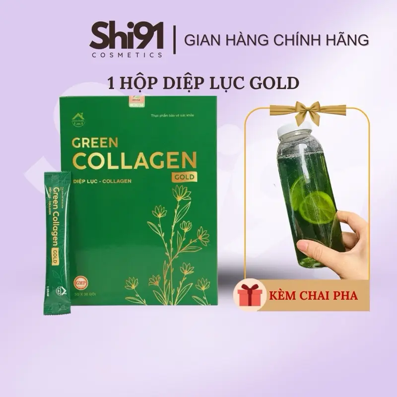 Bột Diệp Lục Collagen Gold Green Family - hộp 30 gói - thực phẩm chăm sóc sắc đẹp 0