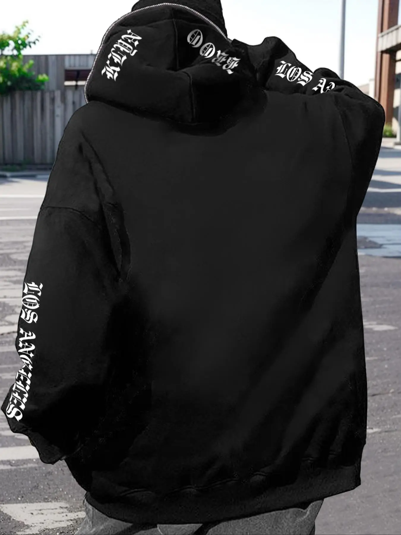 Men's Letter & Graphic Print Drop Shoulder Zip Up Hooded Jacket, Regular Fit Casual Long Sleeve Pocket Hooded Outerwear for Fall & Winter, Men's Clothes for Daily Wear