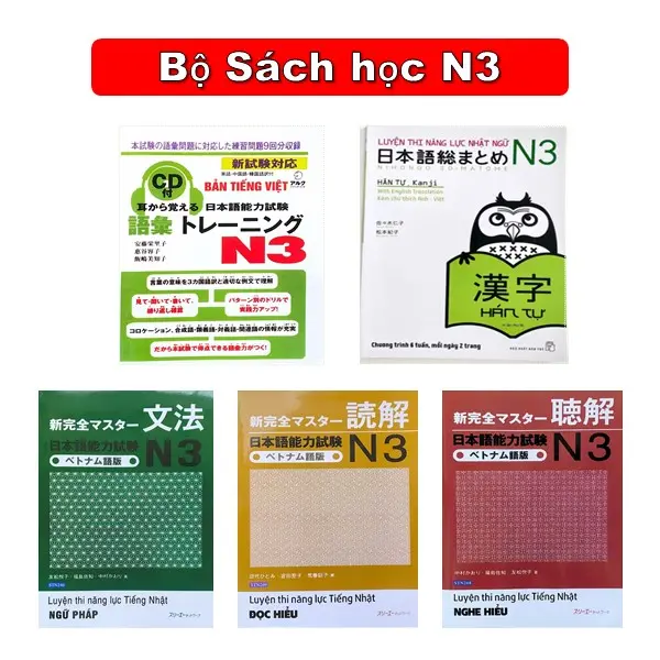 Sách - Combo 5 Cuốn Học N3 Chuẩn (Luyện Thi Năng Lực Tiếng Nhật JLPT N3)