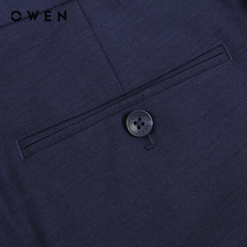 OWEN - Quần tây Nam Slim Fit QS231755 màu Xanh vừa chất liệu Nano   Hoạ tiết Trơn Menswear 3