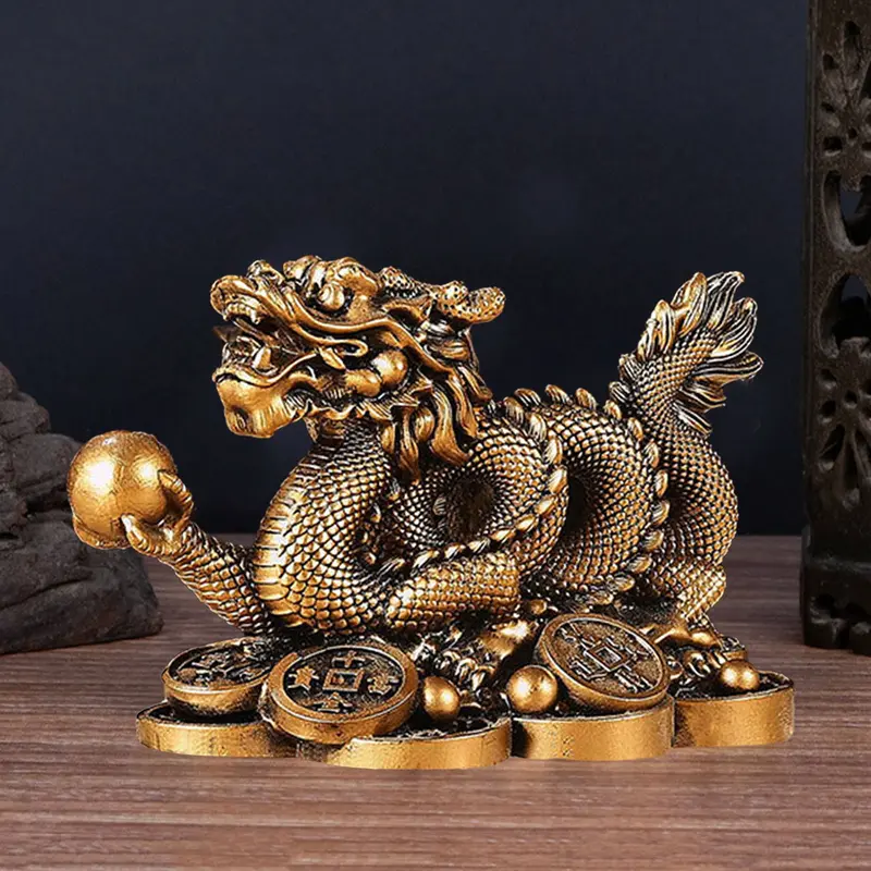Tượng Rồng Hoàng Đạo Trung Quốc 2024, Mô Hình Tượng Rồng Năm, Đồ Trang Trí Thủ Công Bằng Nhựa, Thu Hút Sự Giàu Có Và May Mắn, Điêu Khắc Rồng Vàng / Đồng, Trang Trí Văn Phòng Và Gia Đình, Quà Tặng Năm Mới 1