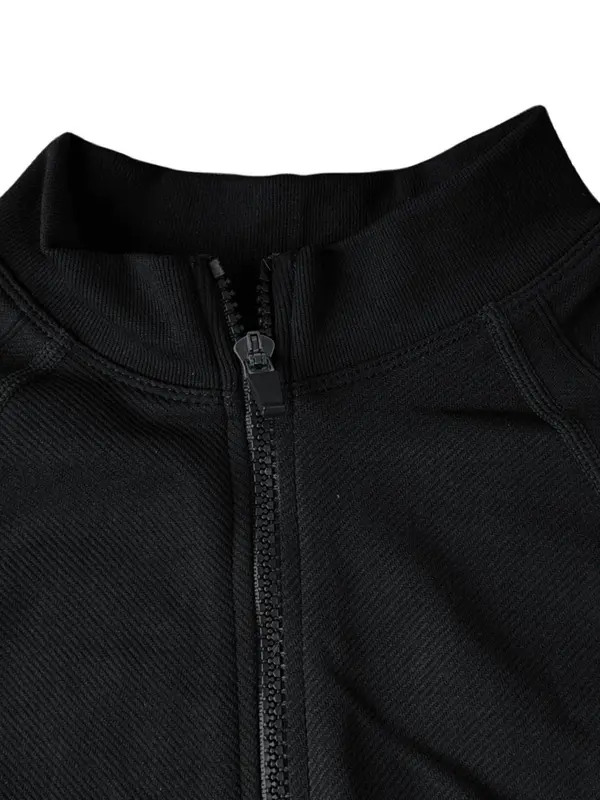 Women's Plain Zip Up Raglan Sleeve Sports Jacket, Sporty Long Sleeve Round Neck Outerwear for Gym Workout Running, Ladies Sportswear for All Seasons 6