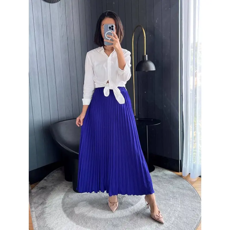 Rok Plisket Mayung / Rok Plisket / Plisket Premium / Pleated Skirt / rok kerja Wanita Panjang Casual Hitam Pendek Serut 8