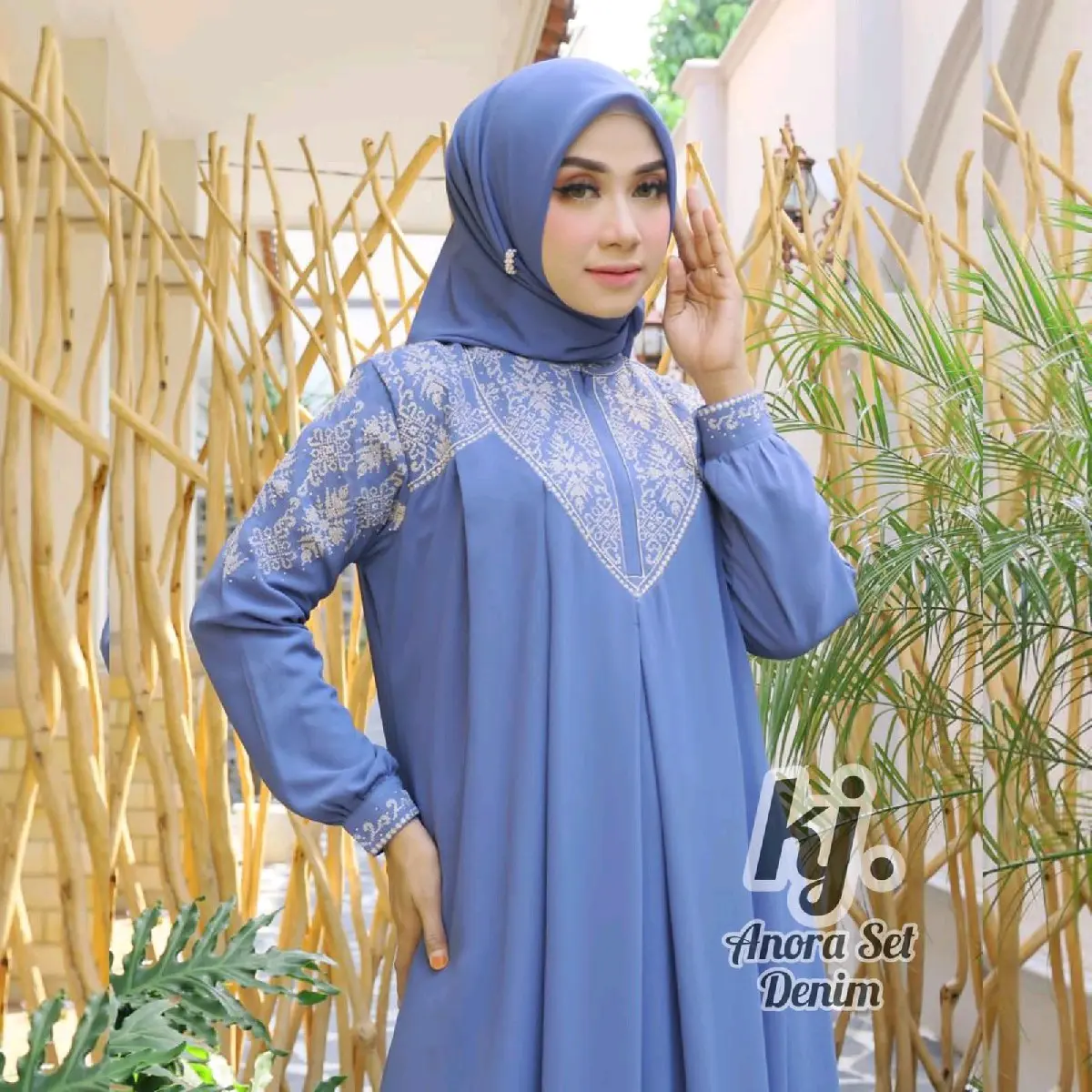 Gamis Anora set Original Khadijah mode Gamis Ceruty Bordir free hijab
