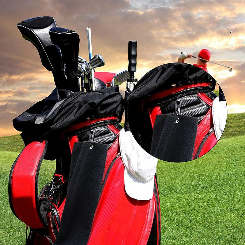 Khăn lau Golf, màu đen, họa tiết Bánh Quế chất liệu bông, thích hợp cho thể thao 4