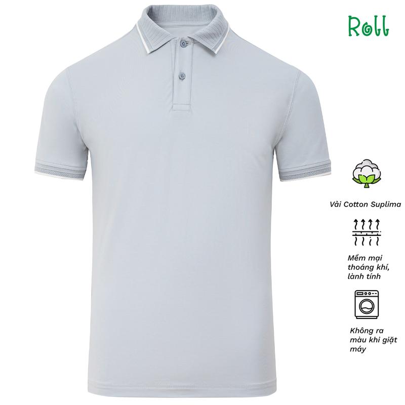 Áo polo nam Roll màu xám vải Cotton Suplima chất xịn mềm mại lành tính không bai xù form chuẩn dễ mặc trẻ trung Menswear Ngắn Tay Có Cổ Shirt