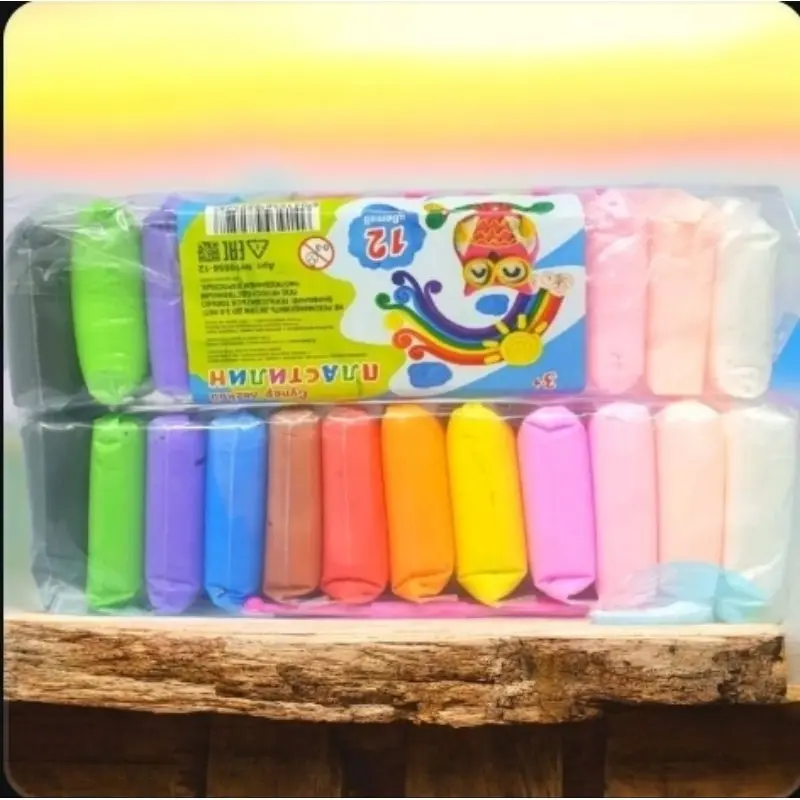 mainan anak clay 12 in 1 clay polymery super Light rainbow clay warna warni mainan lilin playstisin clay anak import murah grosir Banjarmasin mainan anak viral termurah 4