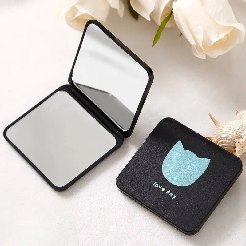 Gương Trang Điểm, 2 Mặt, Hình Vuông, Cầm Tay, Quà Tặng Bé Gái Dễ Thương, Gương Cầm Tay Bỏ Túi, Hai Mặt, Nhỏ Gọn, Nhiều Màu Có Sẵn