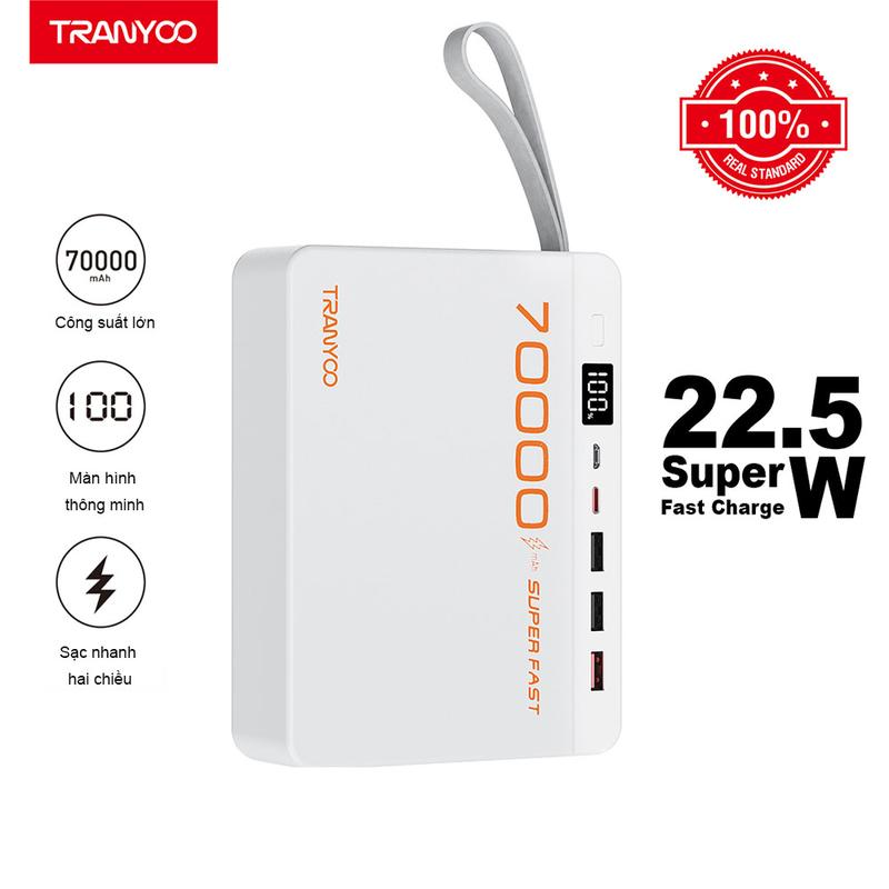 【COD Sạc dự phòng 70000mAh 22.5W TRANYOO F17 100% thiệt PD 20W sạc nhanh dung lượng lớn màn hình LED pin sạc pin sac du phong cuc sạc Cầm tay Công suất cao Có thể áp dụng với iphone 7 8 x xr xs 11 12 13 14 15 plus pro max samsung galaxy apple ip ipad mini