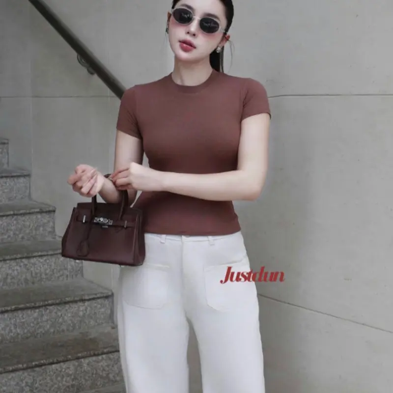 Áo phông Nữ chất thun tàu mềm mát không nhăn form ôm chuẩn hình-Cổ tròn 8