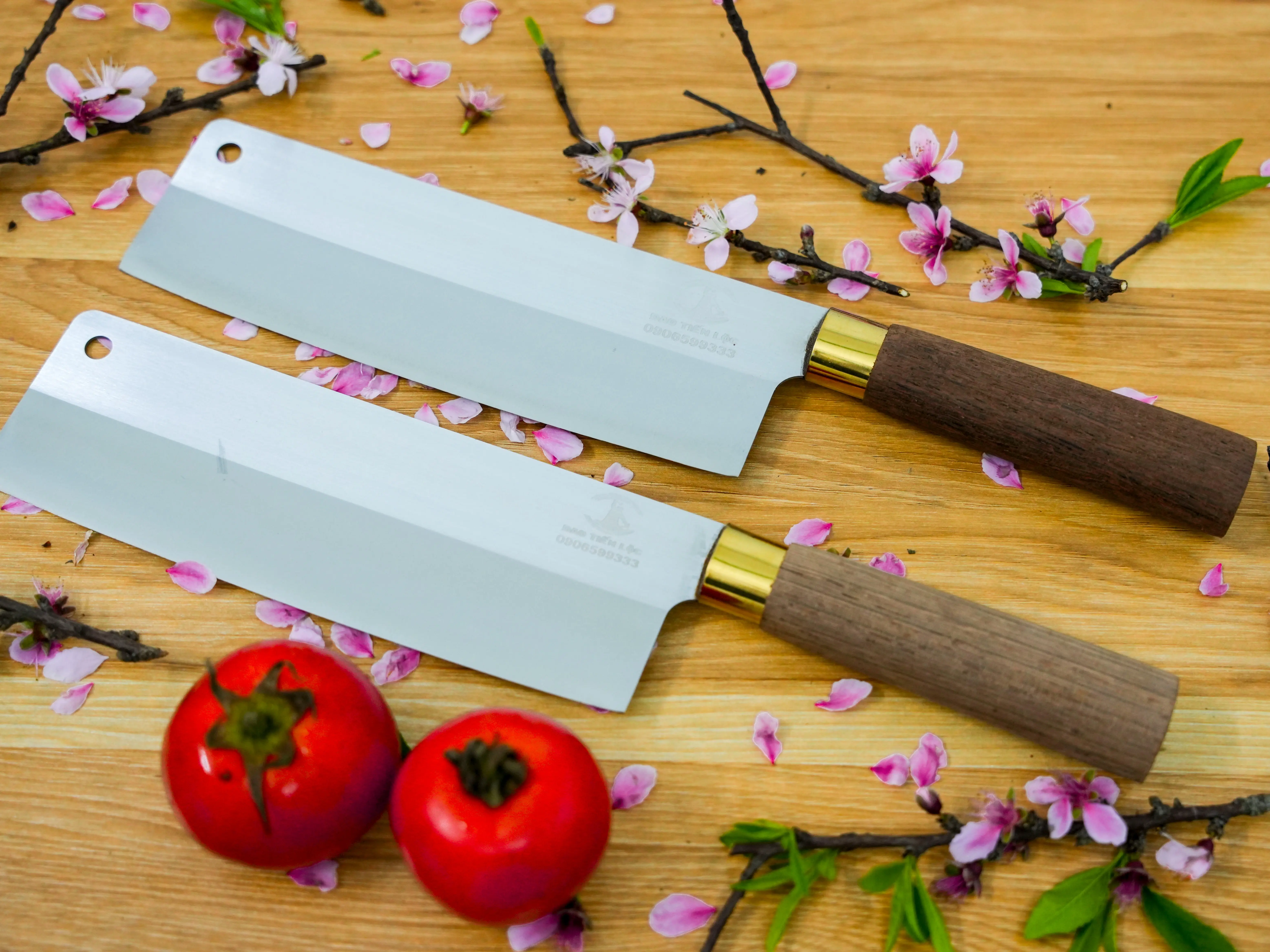 combo 2 dao thái làm từ thép 420j2 cán gỗ mun