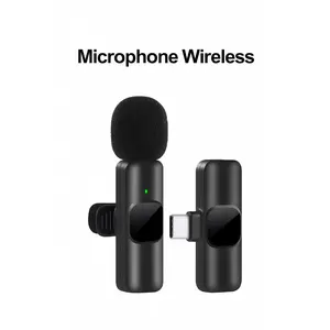 K8 Microphone Wireless Clip On Mic Mikrofon Nirkabel HP Vlogging Podcast Noise Reduction