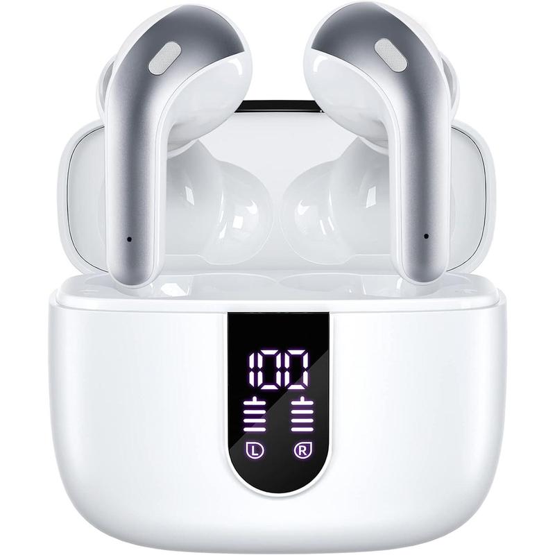 TikTok Shop Bluetooth Headphones True Wireless Earbuds 60H Playback LED Power Display Earphones with Wireless Charging Case IPX5 Waterproof in Ear Earbuds with Mic for TV Smart Phone Laptop Computer S...