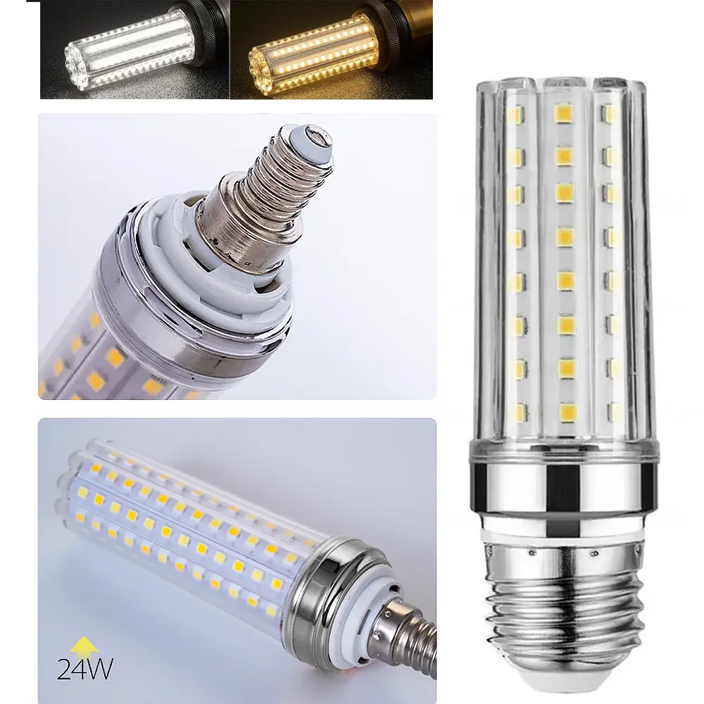 New 12W 16W 20W 24W AC 85-265V Light Bulb E14 E27 LED Lamp SMD2835 Corn Bulb Light Bulb Corn Light Chandelier Warm White Cold White Tricolor Light