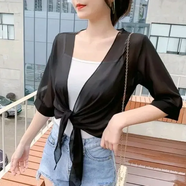 Outer wanita trendy blazer casual jaket ringan fashion vintage kimono polos elegan oversized pormal 1