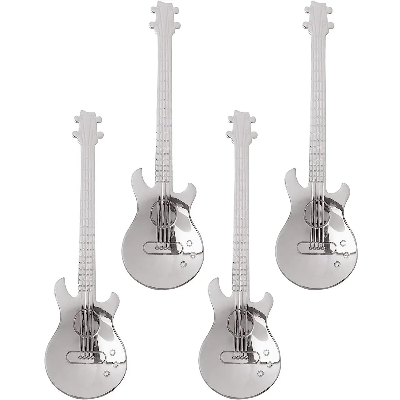 Guitar Shaped Coffee Spoon, 4pcs/set Creative Tea Spoon, Household Bundle Durable Dessert Spoon for Home Kitchen Dining Room Gifts