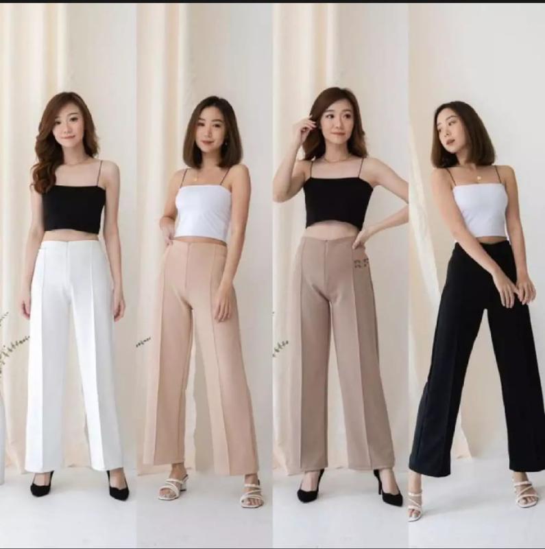 Kulot Resleting kulot highwaist scuba Premium adem celana wanita Panjang Celana Kerja Wanita Terbaru Fit Karet Fit Karet Melar Basic 5