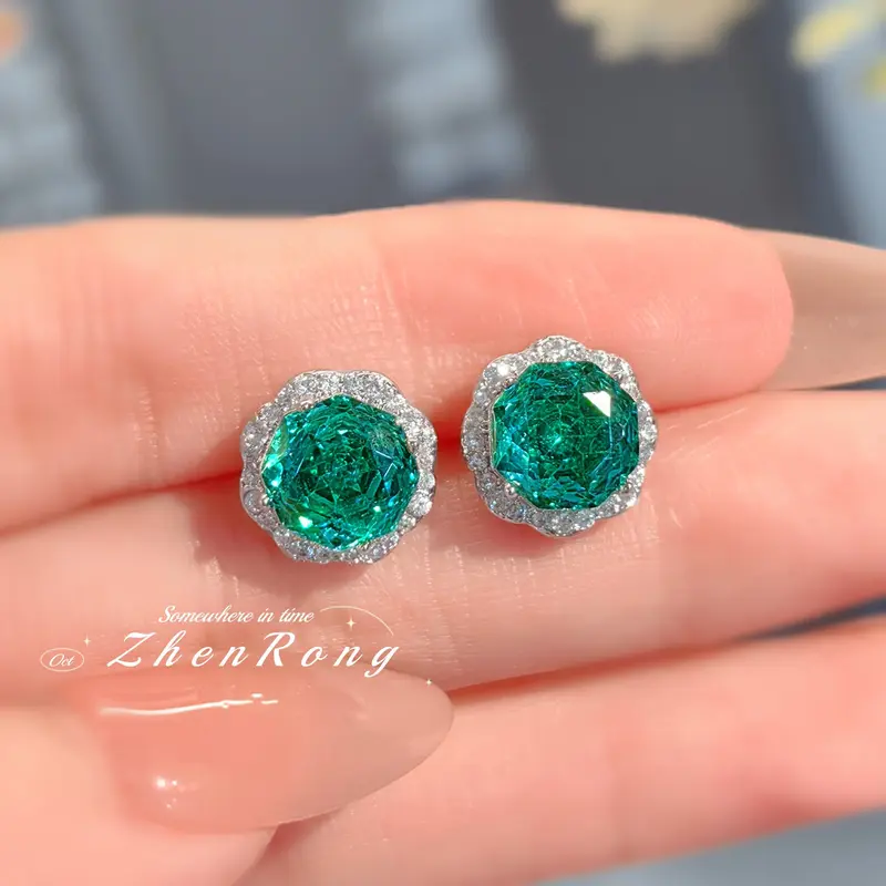 Mặt Dây Chuyền Vòng Cổ Roseparaiaban, Hình Bát Giác, Kim Cương Carbon Cao Và Tanzanite, Bông Tai Đinh tán, Vòng Hoa Hồng Nhẫn Hoa Tai 3