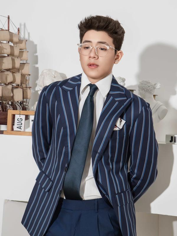 REMMY VQ447 Blazer kẻ sọc đen than- xanh- trắng Áo Nam Menswear Jacket