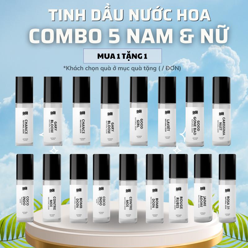 Tinh dầu nước hoa Natural Gior dạng lăn mini 1 ml, trên 30 mùi nước hoa nam nữ.