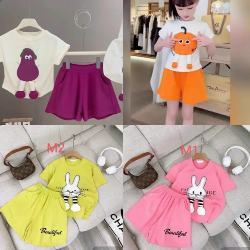 K1 .Combo 4b mẫu quả bí cộc    tay cho  bé gái xiêu  xinh mặc 4 mùa   M 1.2.3.4 0