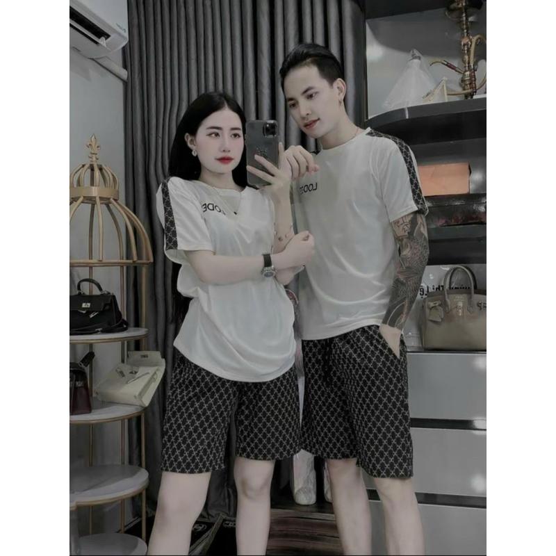 Bộ đồ nam, nữ. Bộ viền vai mới Hot Hit 2024 hai màu trắng đen basic chất dày dặn, mát aimee  . tshirt Áo Menswear Sơ Mi Quần 5