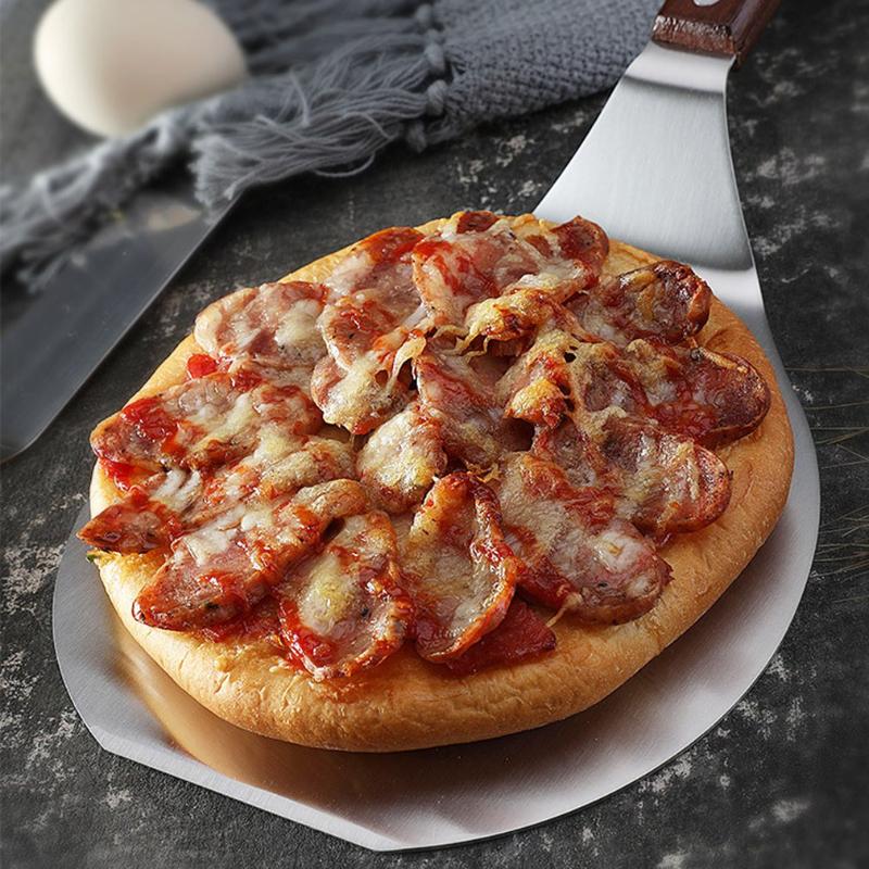 Xẻng Xúc Pizza, Chống Bỏng, Cán Gỗ, Hình Tròn, Làm Bằng Thép Không Gỉ, Phụ Kiện Làm Bánh Nhà Bếp, Dụng Cụ Làm Bánh, Xẻng Xúc Pizza 3