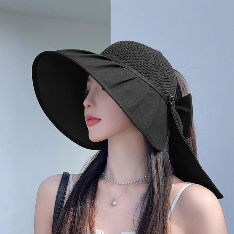 Product Introduction of Women's Fashion With Removable Shawl Fisherman Hat Empty Top Wide Brim Summer Sun Hat UV Protection Casual Outdoor Visor Hat Travel Beach 14